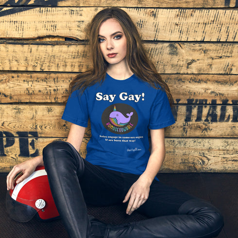 "Say Gay! Homosexuwhale" Fitted Pride T-shirt